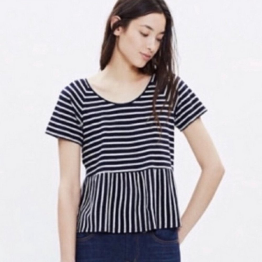 Madewell Striped Peplum Tee XS